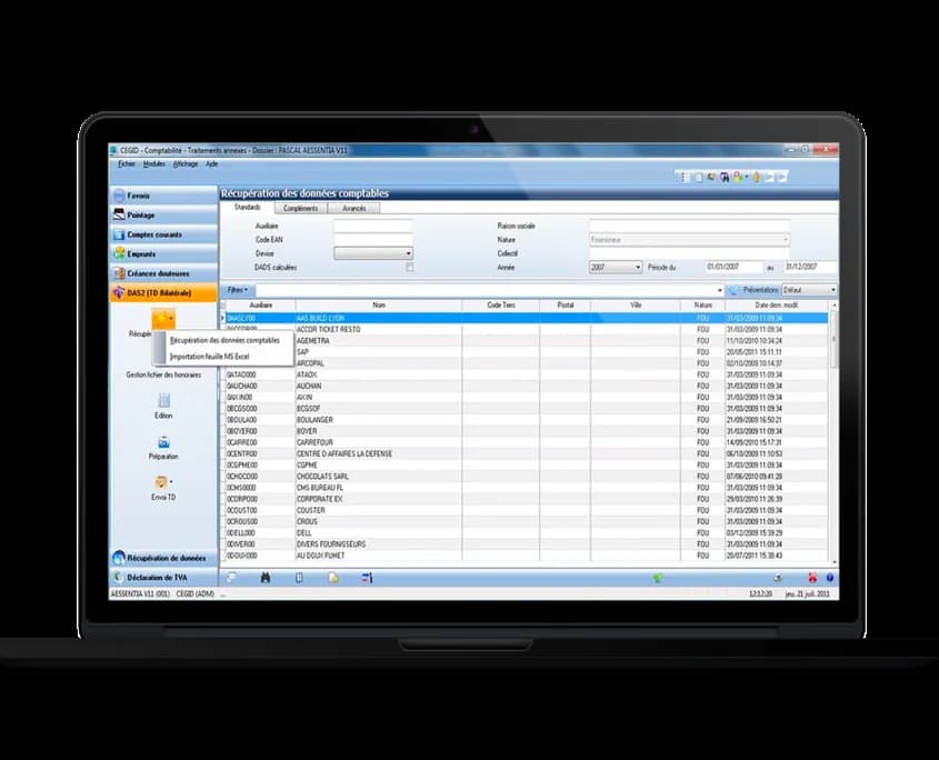 Écran du logiciel Cegid utilisé chez Outil Précis